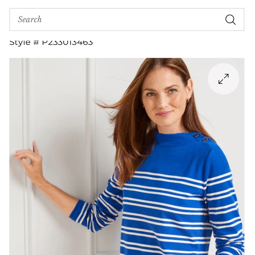 Talbots PM Royal blue and white stripe pullover